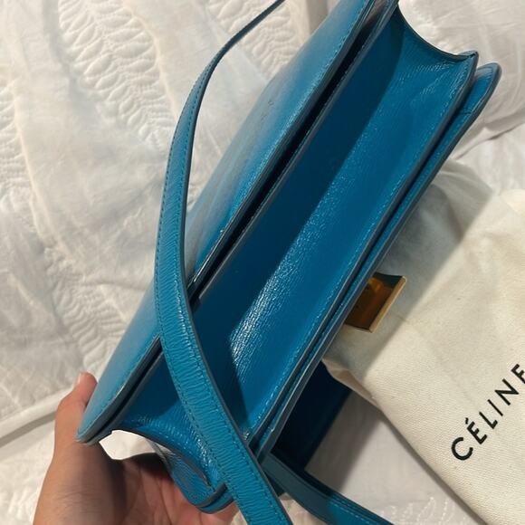 CELINE Liege Calfskin Medium Classic Box Flap Bag Turquoise - Picture 8 of 9